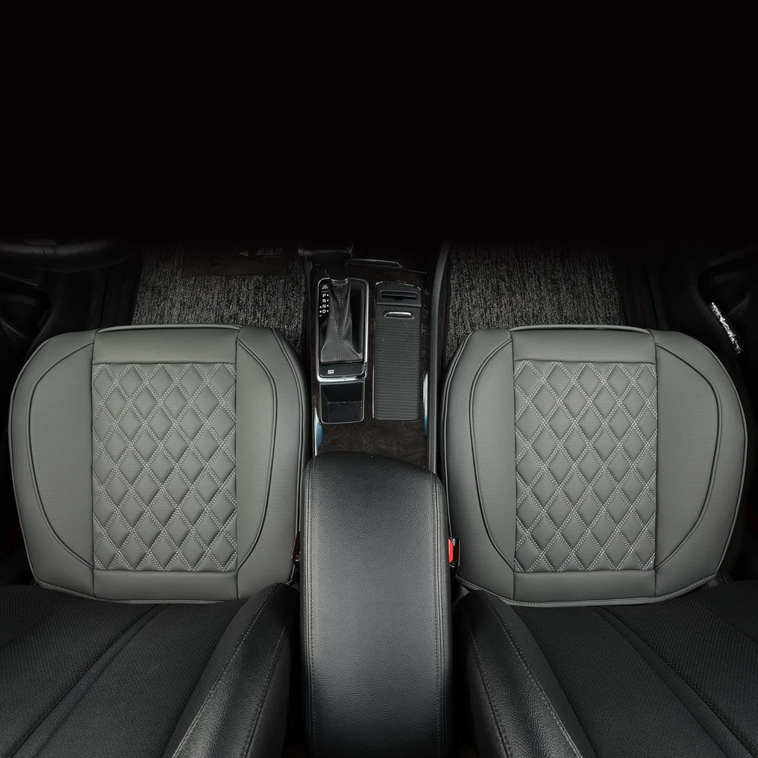 Thumbnail 4 de Vankerful 2 Pack Faux Leather Front Seat Covers (Grey) – Bottom Seat Cushion Protectors