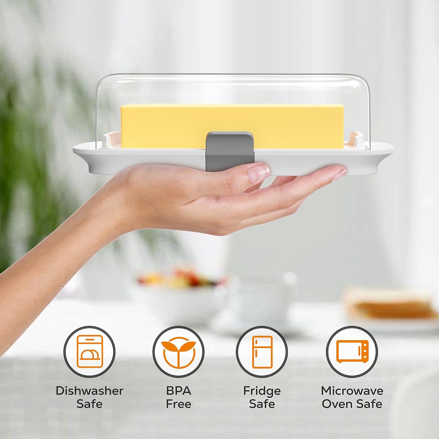 Detalle de Pisol Butter Dish with Lid (Countertop & Refrigerator Door Shelf) — Airtight Butter Keeper, BPA-Free