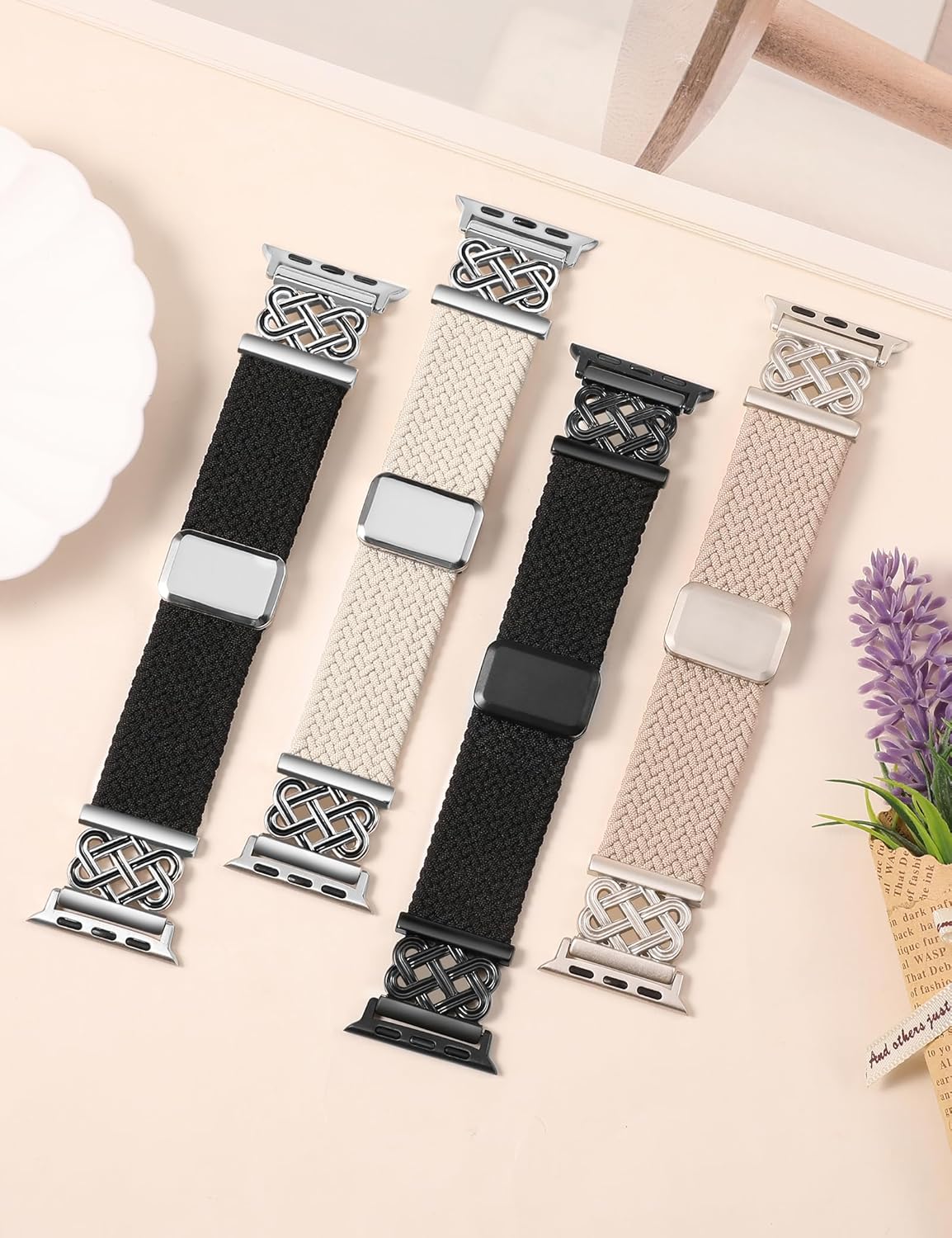 Thumbnail 3 de TOYOUTHS Braided Magnetic Band for Apple Watch (38/40/41/42/44/45/46/49mm) — Celtic stretch nylon with adjustable magnetic clasp