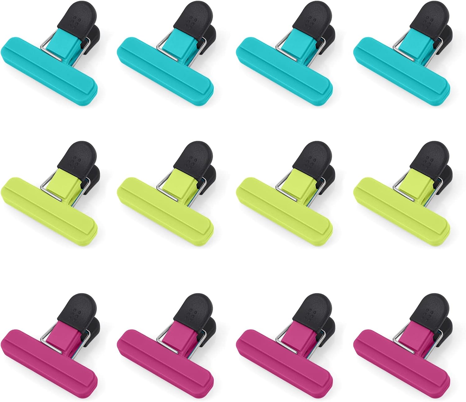 Detalle de AUAUY M1-3408968 voedselzakklemmen, 12 stuks in 3 kleuren, 7,7 x 6,5 cm