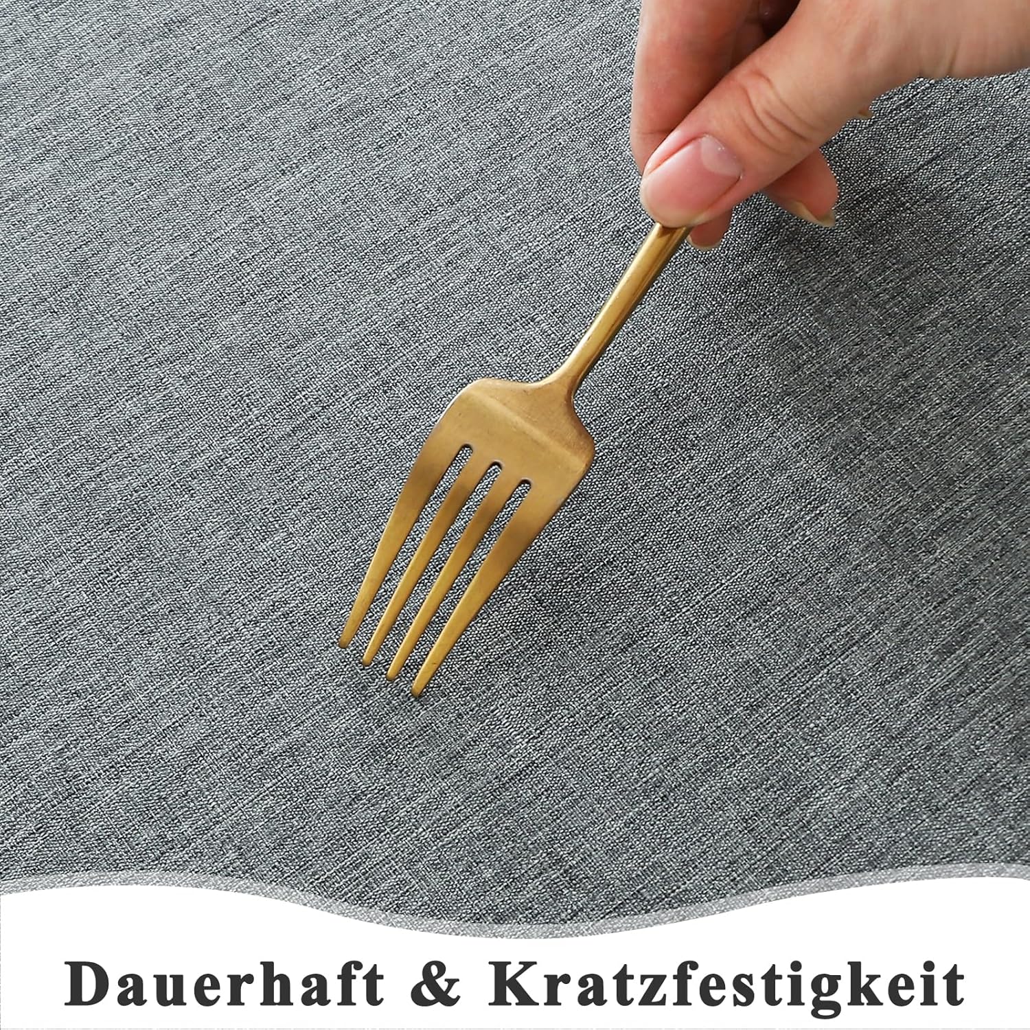 Thumbnail 3 de AooHome Tischdecke 140x220 cm Grau (Leinen-Optik) – wasserabweisend & abwischbar