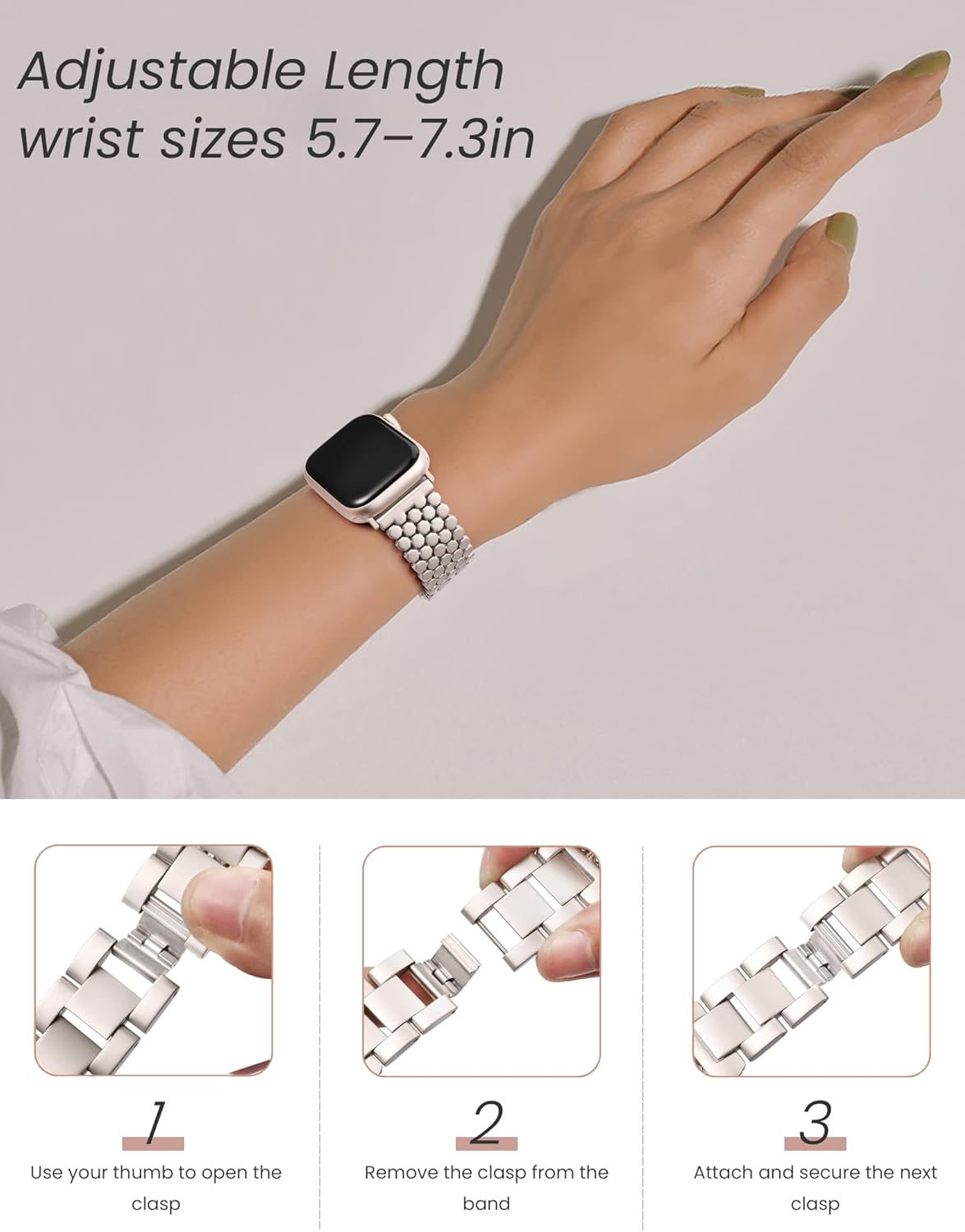 Thumbnail 1 de JJii Sung honeycomb metal band for Apple Watch (38/40/41/42/44/45/46/49mm) – elegant adjustable link bracelet