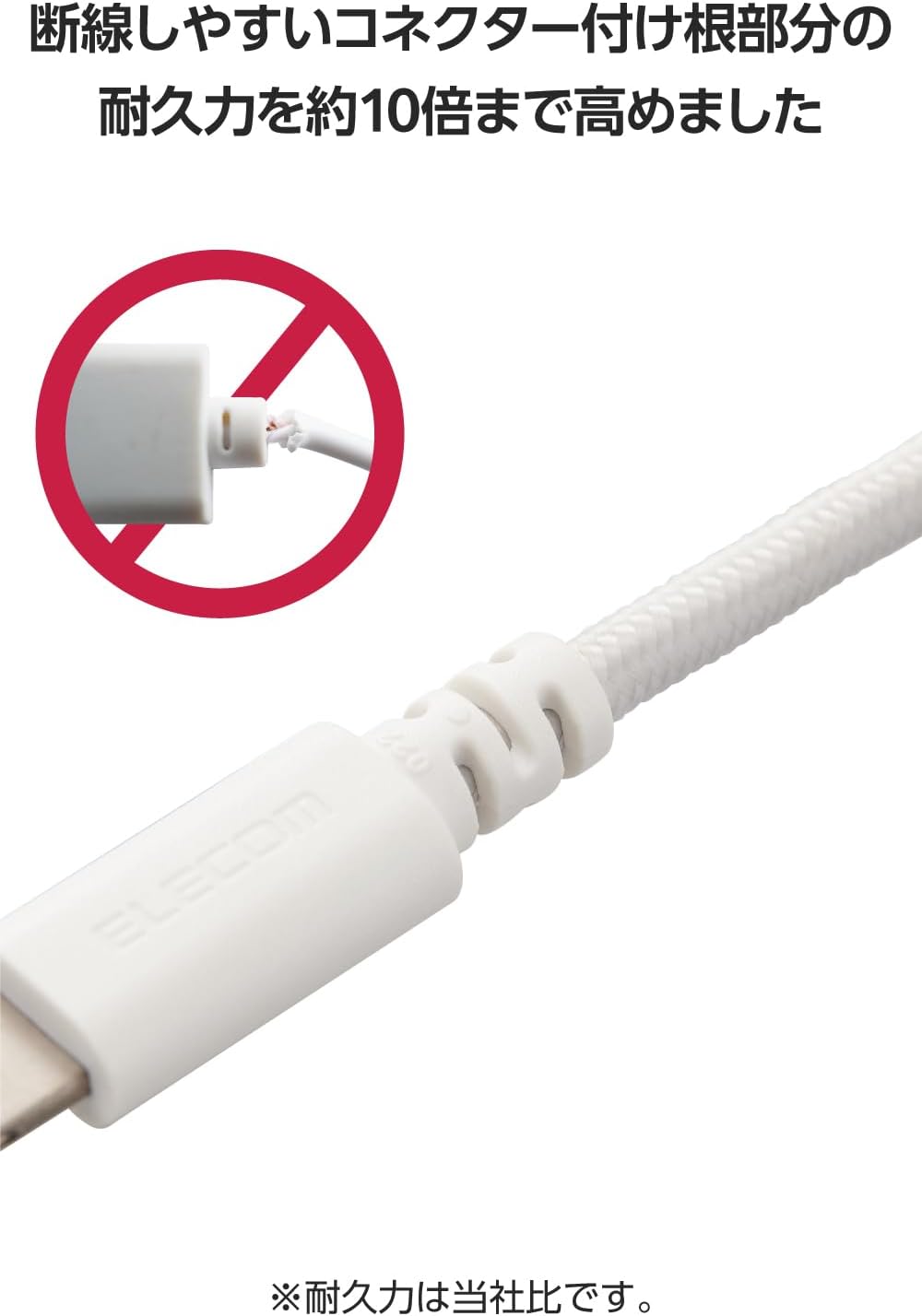 Detalle de エレコム MPA-UALSEC20WH Lightningケーブル 2m・高耐久・MFi認証・USB-A接続