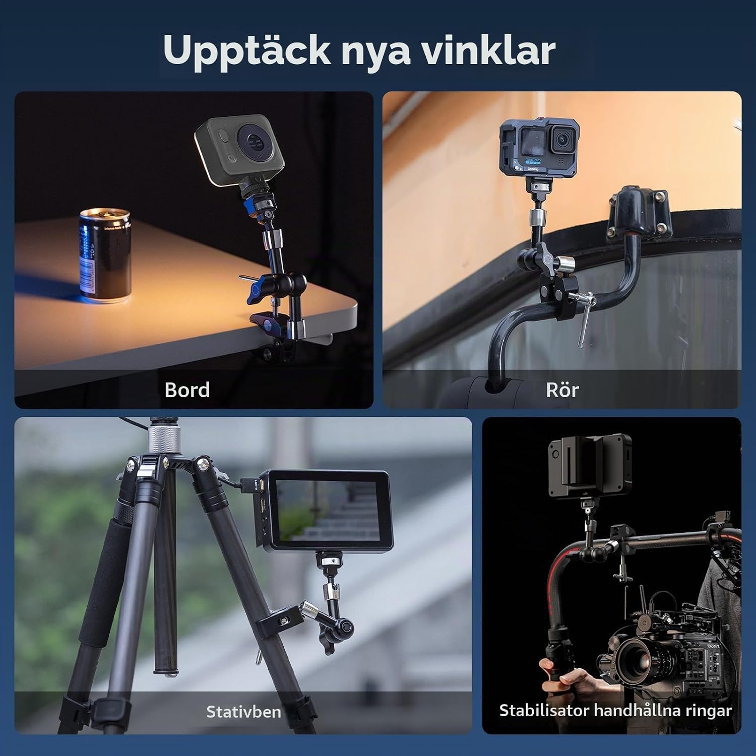 Thumbnail 6 de SMALLRIG 5310 magisk arm med klämma, 1/4"-20-fäste och justerbara leder