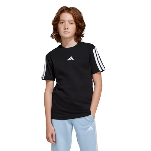 Detalle de adidas Unisex Bambini Essentials 3 Stripes T-Shirt, Black/White, 15-16 Years