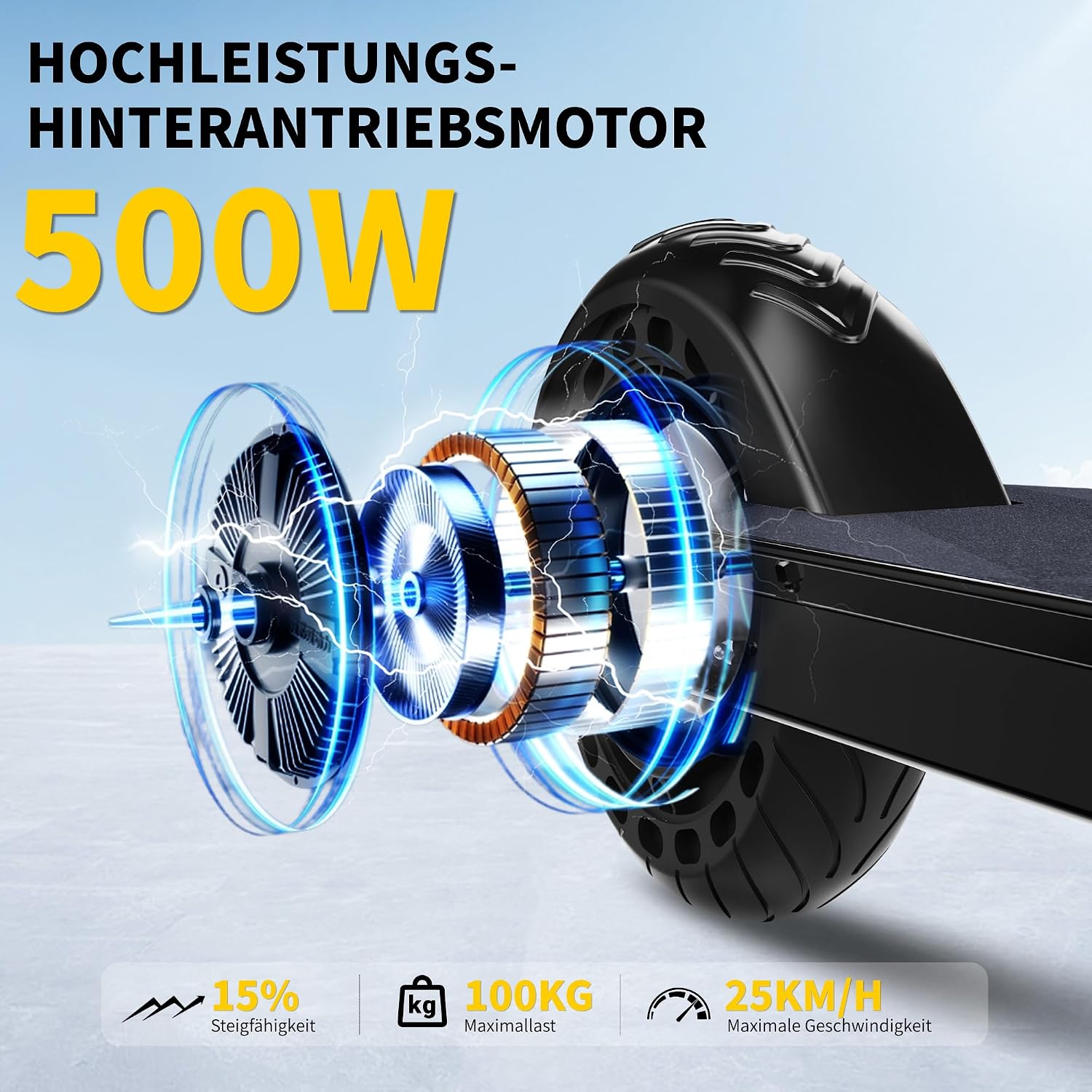 Detalle de QnQ E Scooter 2026 – 8 Zoll faltbarer Elektroroller mit 500 W für Jugendliche