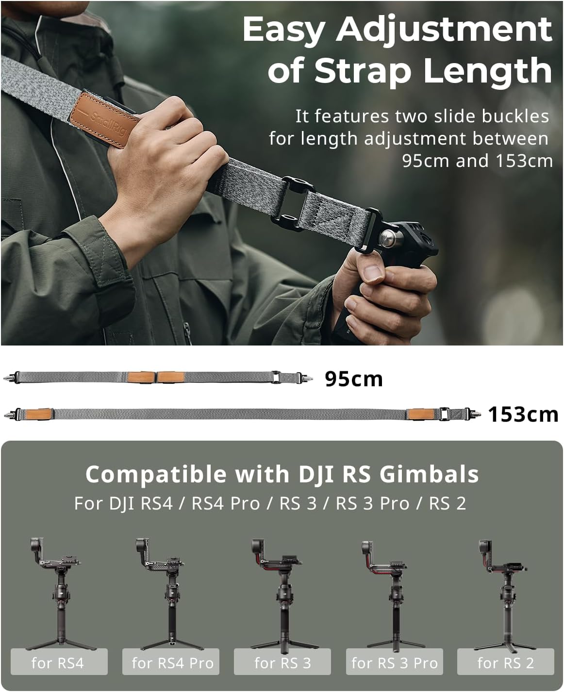Detalle de SmallRig Sling Handle Kit with Weight-Reducing Shoulder Strap for DJI RS 4 Pro/RS 4/RS 3 Pro/RS 3/RS 2