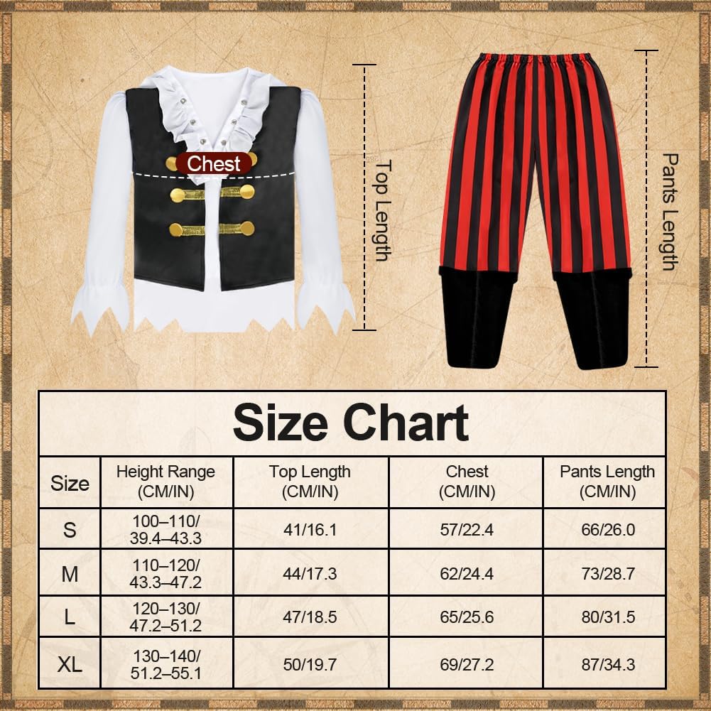 Detalle de Beugo piratenkostuum voor kinderen, set van 33 met accessoires