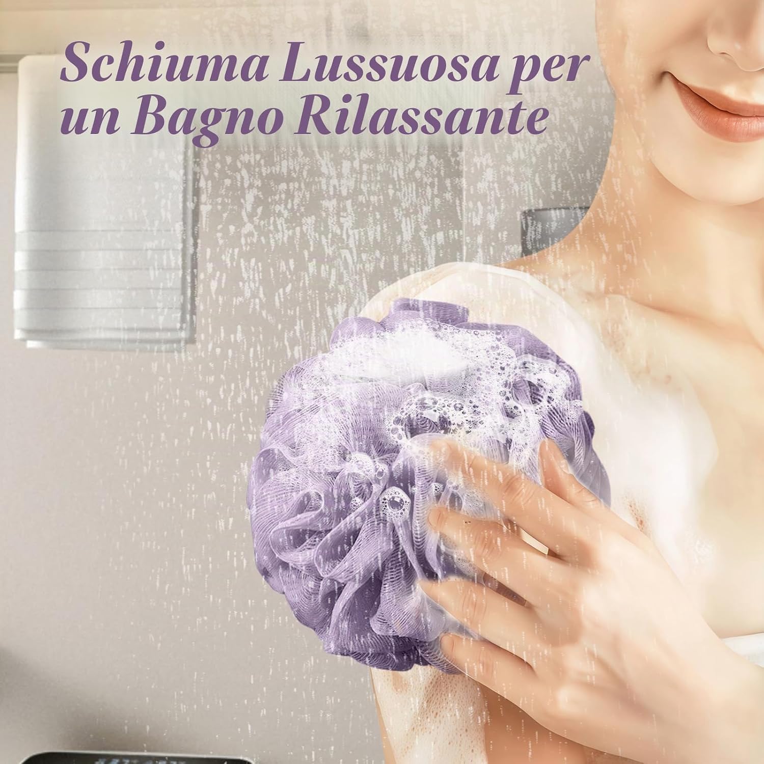 Thumbnail 6 de flintronic 4 Pezzi Spugna Doccia 50 g – Palla Doccia in Tessuto a Rete, Esfoliante e Morbido, con Cordino