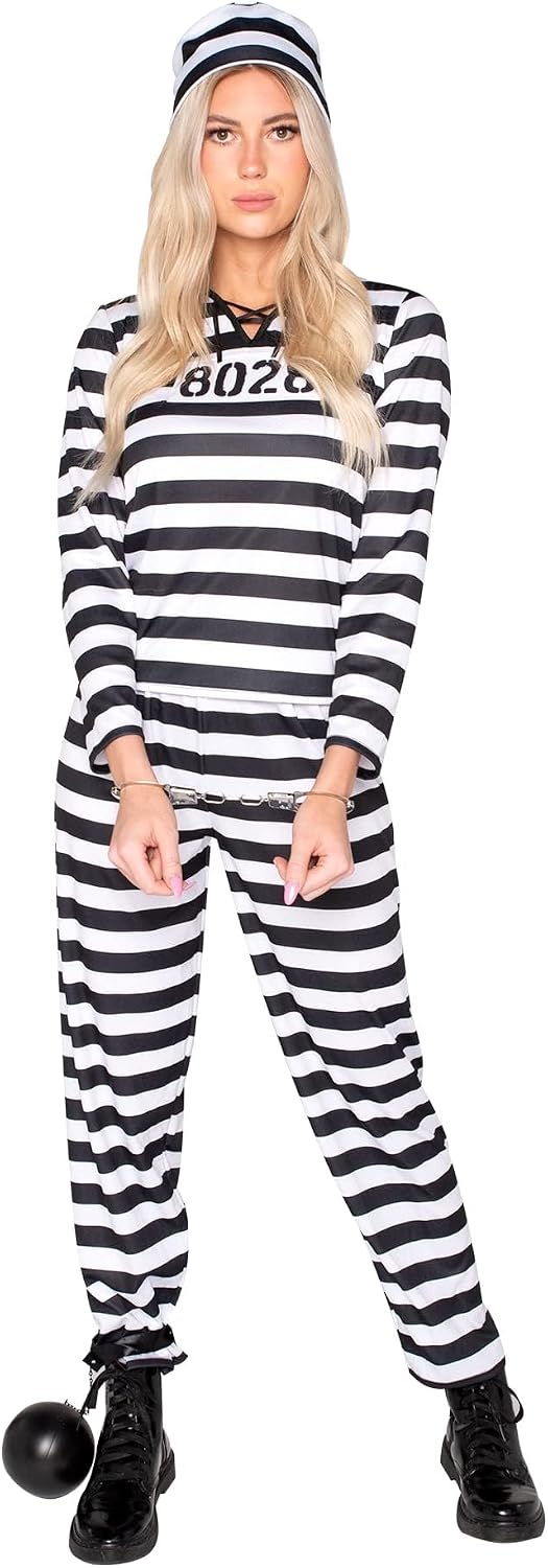 Detalle de Spooktacular Creations Jailbird Gefangenenkostüm XL 🎭