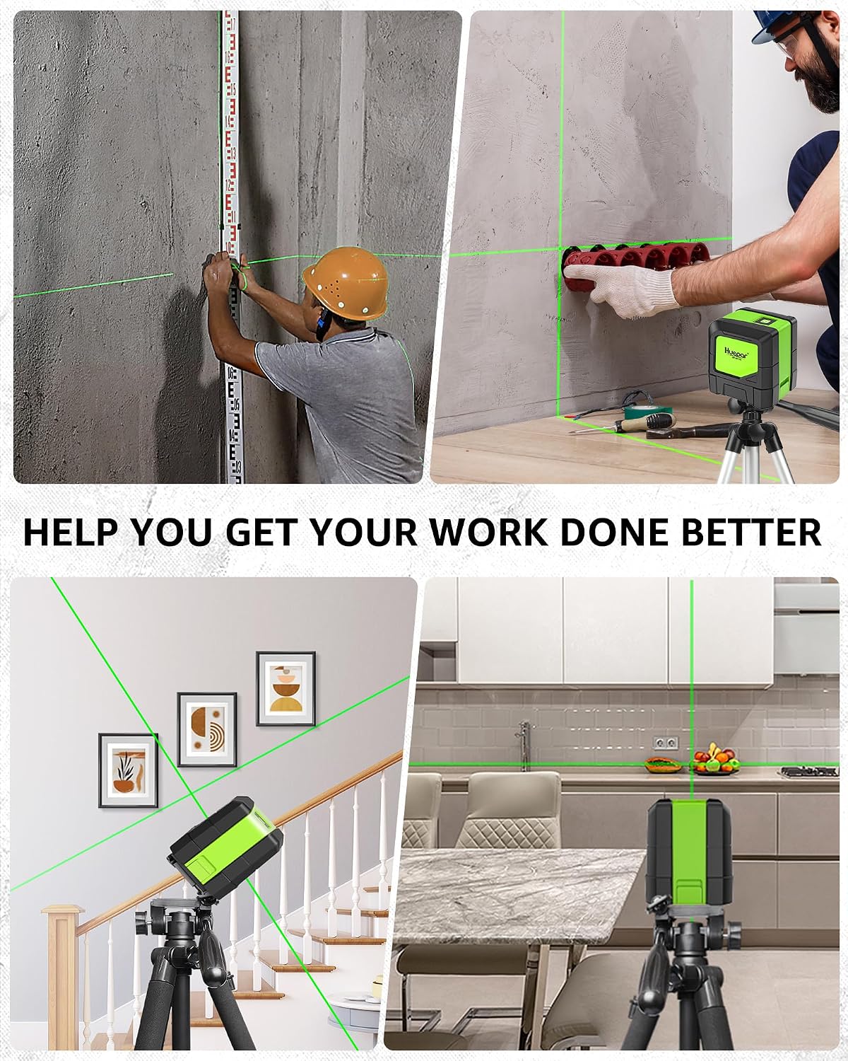 Detalle de Huepar 9011G Cross-Line Laser Level, Green Lines, Self-Levelling, Magnetic Base