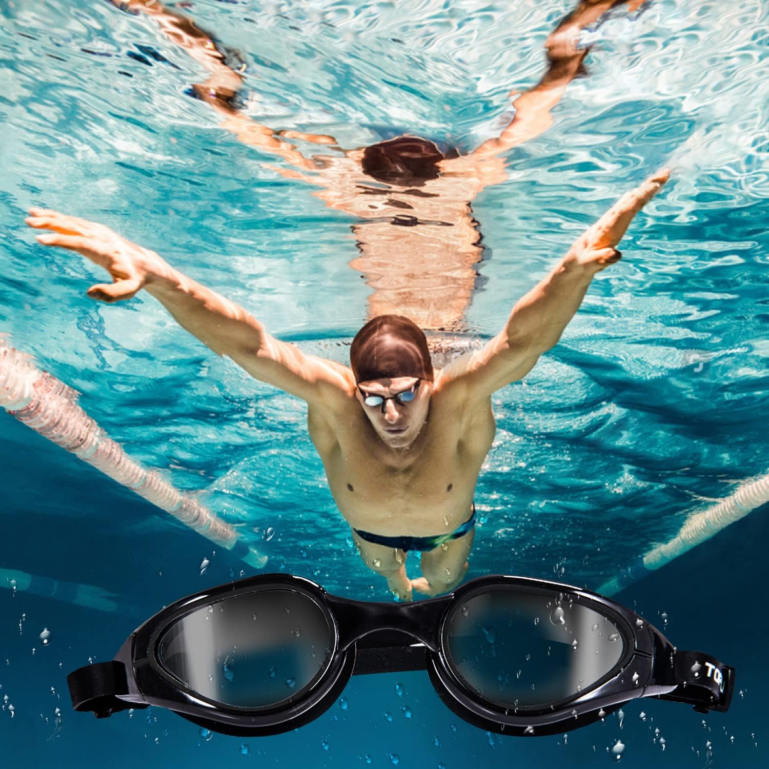 Thumbnail 6 de TOPLUS Swimming Goggles (Adult Unisex) with Anti-Fog & UV Protection – Black