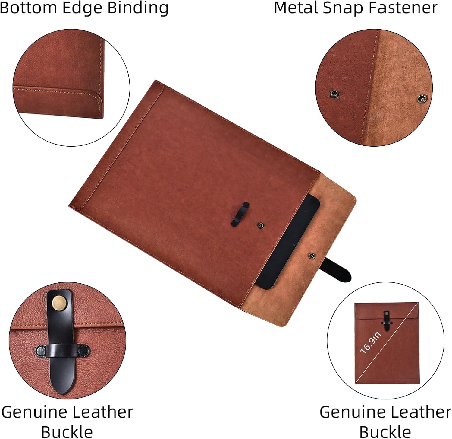Thumbnail 2 de QiXin Brown PU Leather File Folder with Snap Closure