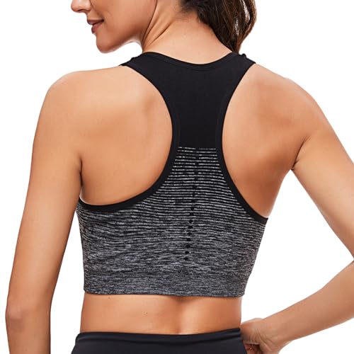 Detalle de Sykooria Brassière Sport Femme – Brassière Yoga avec coussinets et élasthanne, Noir S
