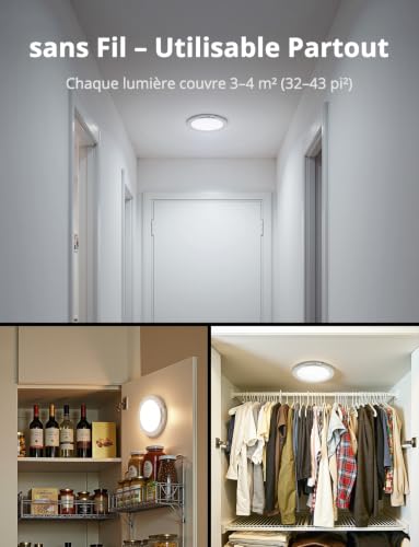 Thumbnail 7 de Combuh Plafonnier LED Rechargeable avec Détecteur de Mouvement – Sans Fil, Intensité Réglable pour Salle de Bain, Cave et Couloir