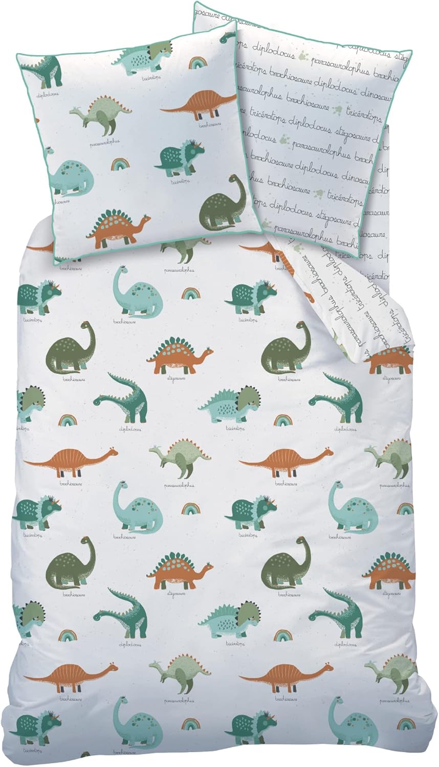 Thumbnail 2 de MATT & ROSE Parure de lit Garçon 140x200 cm Dinos, 100% coton Oeko-TEX (housse + taie 63x63 cm)