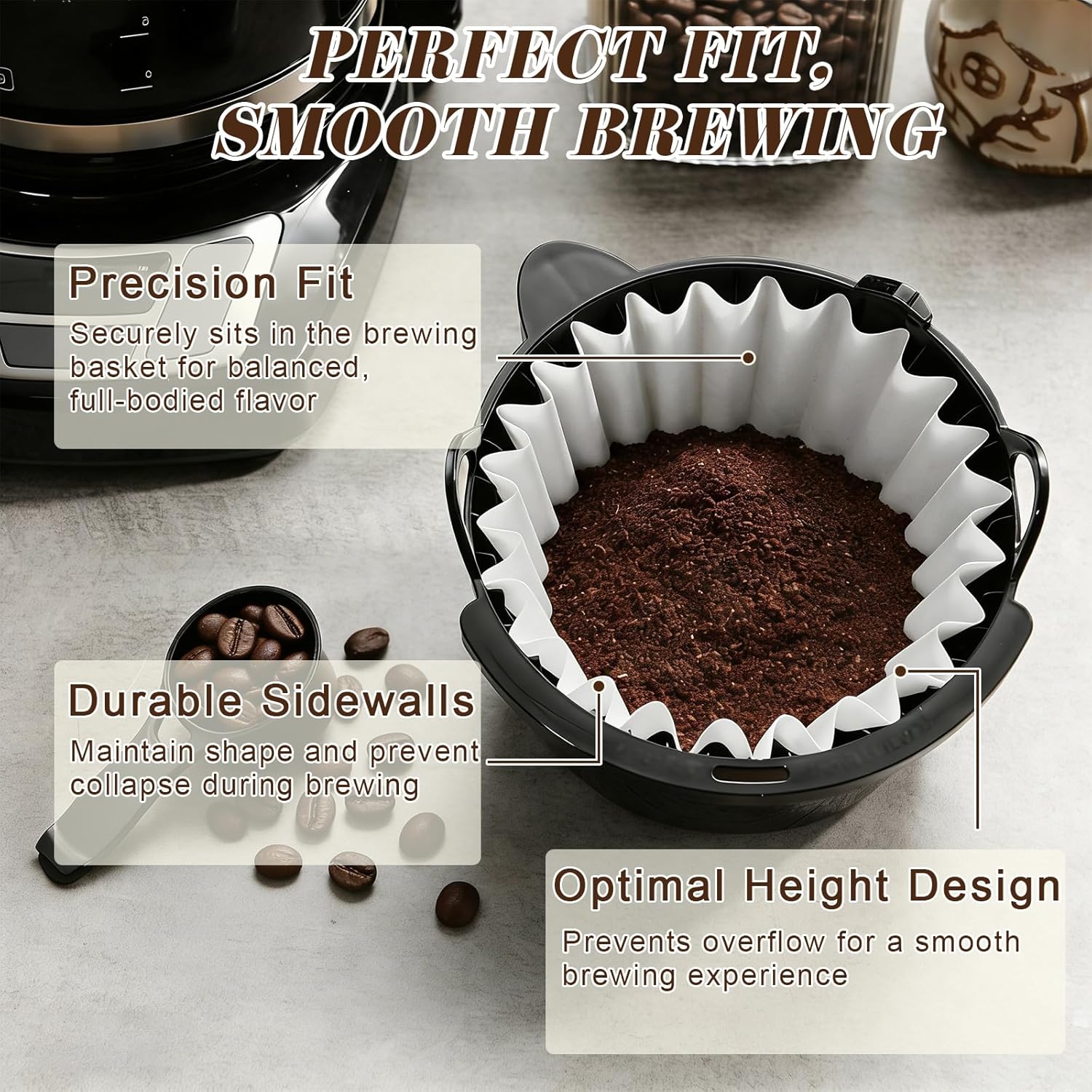 Thumbnail 4 de White Coffee Filter Papers for 8–12 Cup drip coffee makers, 150 paper basket filters