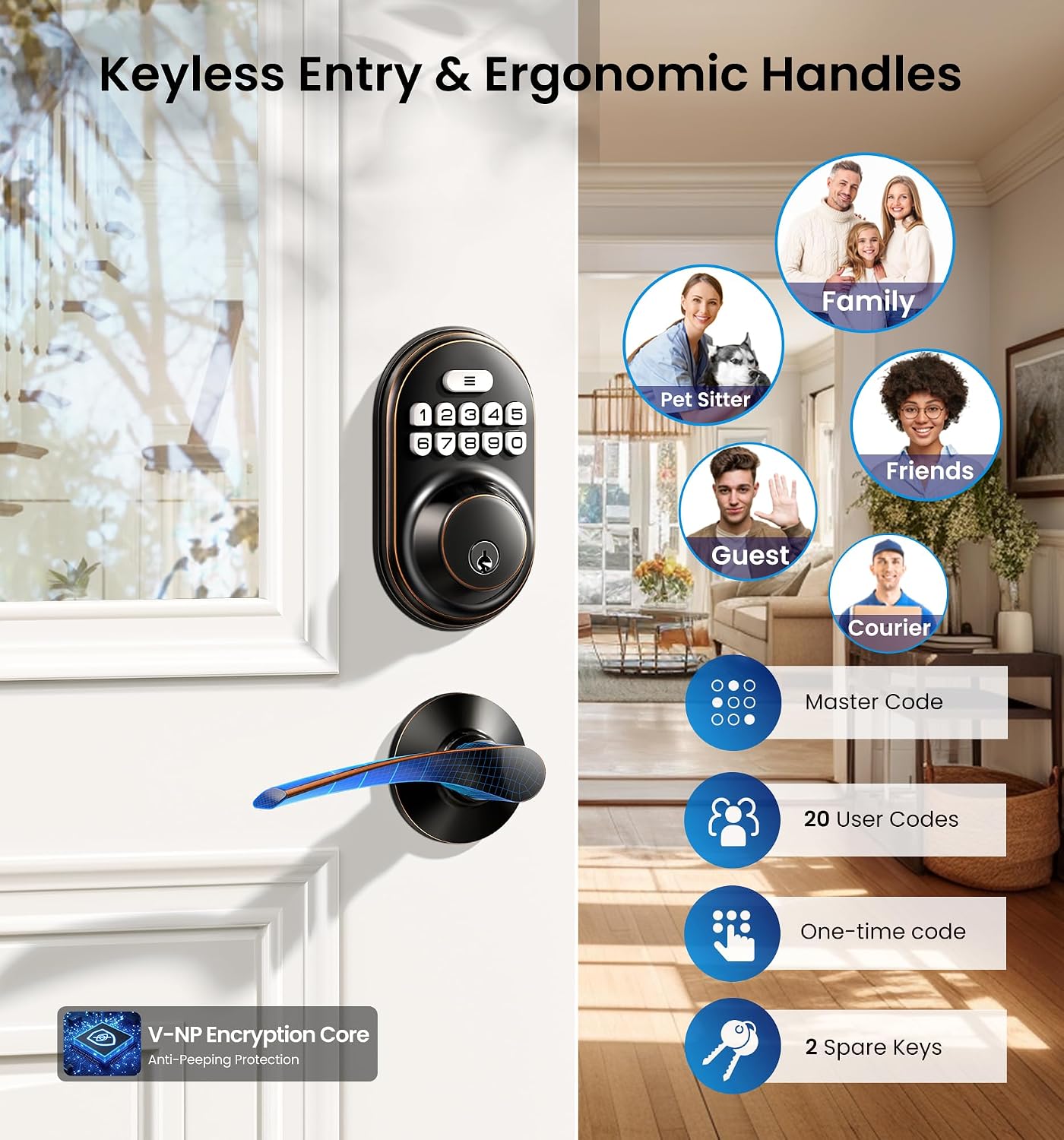 Thumbnail 1 de Veise Keyless Entry Door Lock with Zinc Alloy Handle