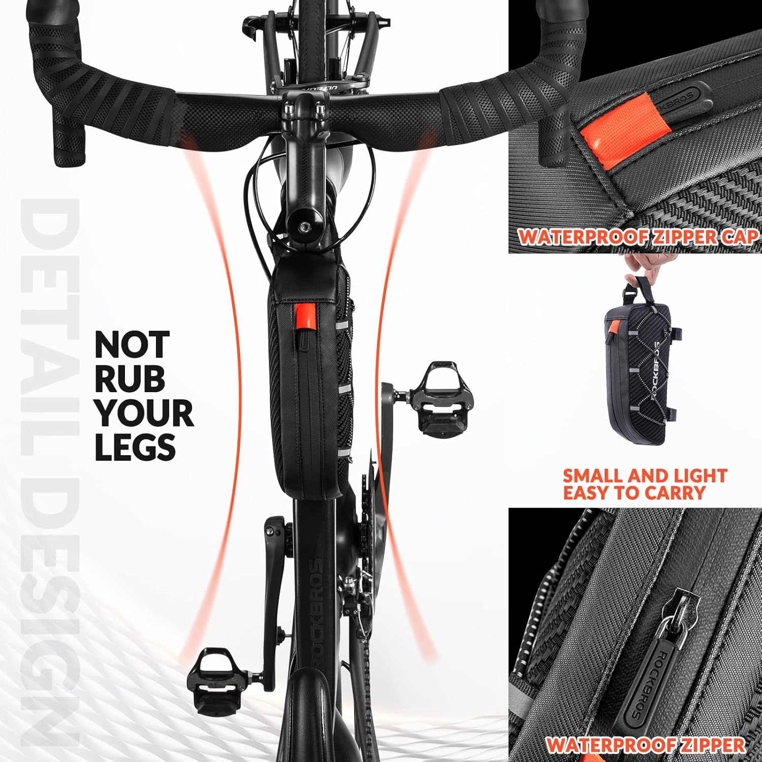 Thumbnail 6 de ROCKBROS 1L Bike Frame Bag – Reflective Top Tube Pouch for MTB, Road and E-Bike