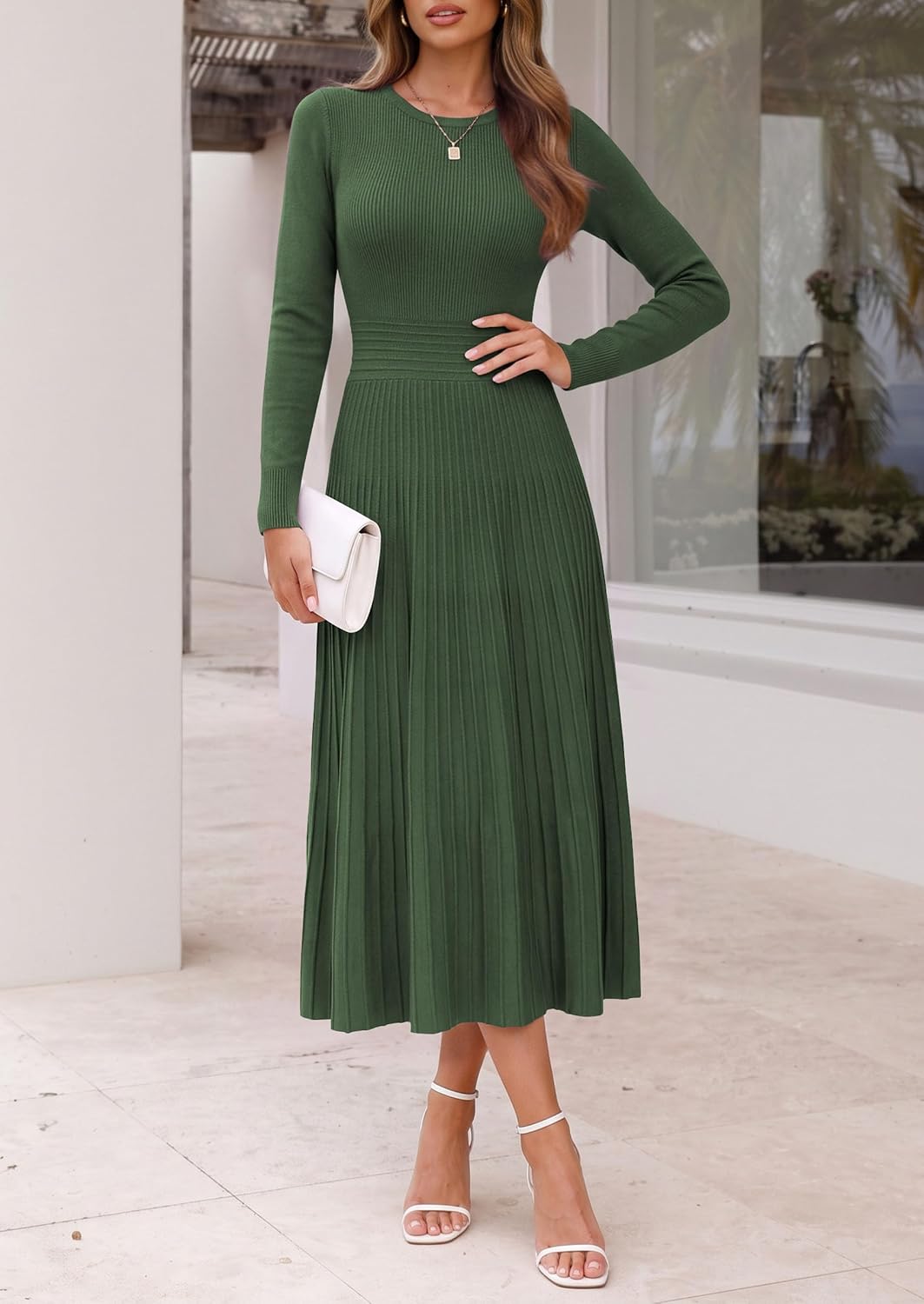 Detalle 2 de PRETTYGARDEN Women's Knit Sweater Dress
