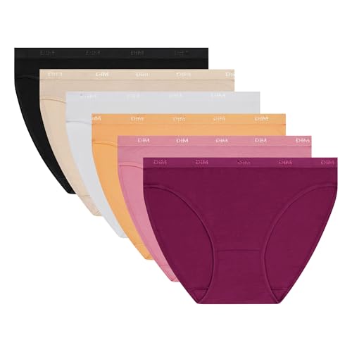 Detalle de Dim Culottes Femme Lot de 6 – Pockets Écodim Coton, Douceur & Confort, Ceinture Invisible, Multicolores