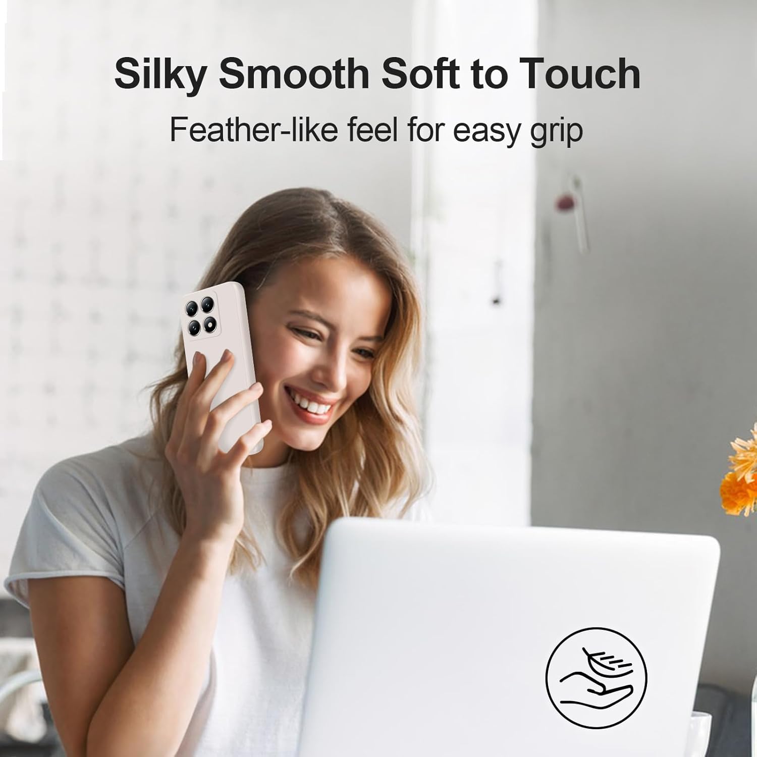 Thumbnail 5 de GiiYoon Liquid-Silicone Hülle für Xiaomi 14T – Rundumschutz mit weichem Mikrofaserfutter (weiß)