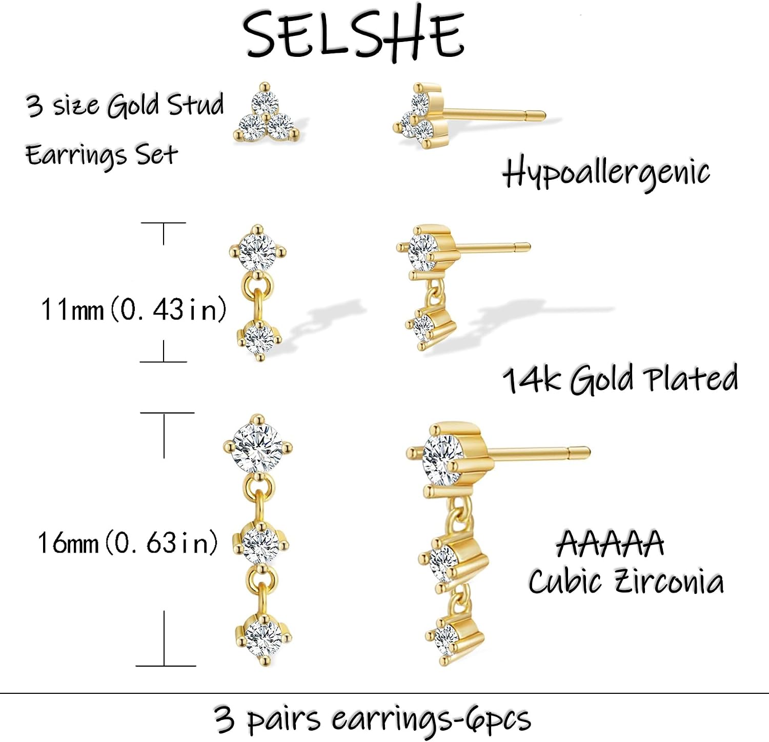 Detalle de SELSHE Gold Hoop Earrings 14k Gold-Plated