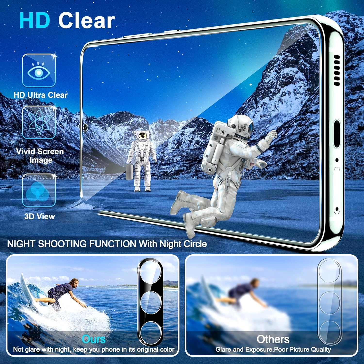 Thumbnail 2 de Samcorn Galaxy A17 5G Tempered Glass Screen Protector, 3-Pack with Lens Guards