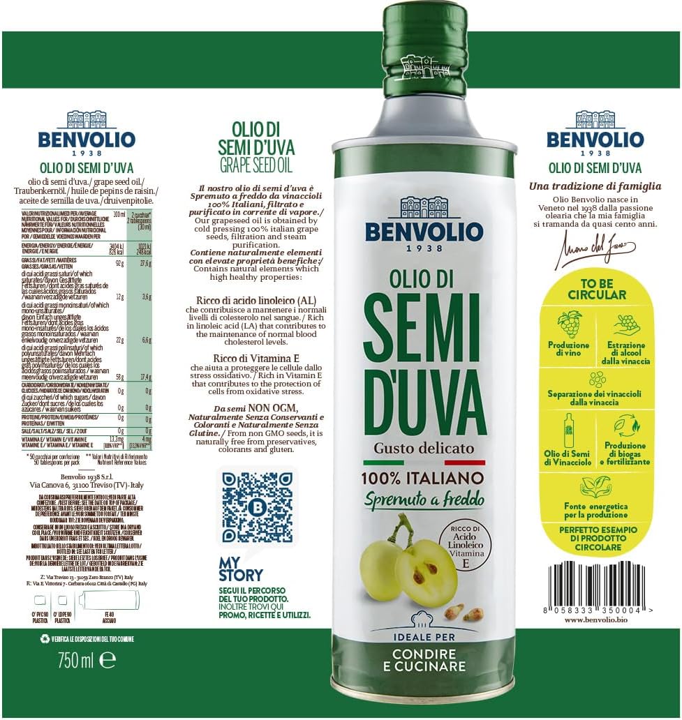 Thumbnail 4 de BENVOLIO 1938 Aceite de Uva Prensado en Frío 750ml 🍇