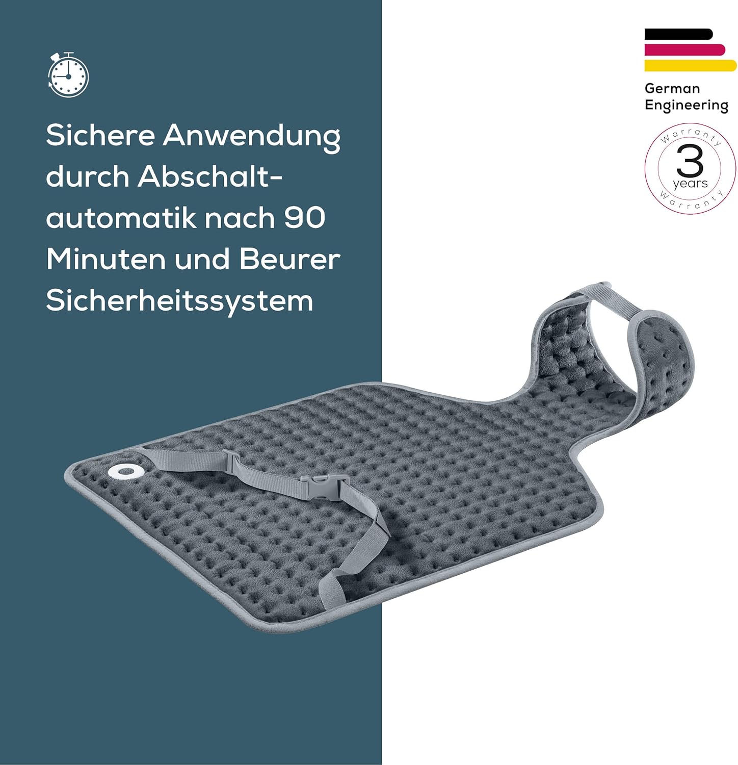 Thumbnail 2 de Beurer HK 64 Heizkissen für Rücken & Nacken (Grau) – Schnellheizung, 3 Stufen, Abschaltautomatik