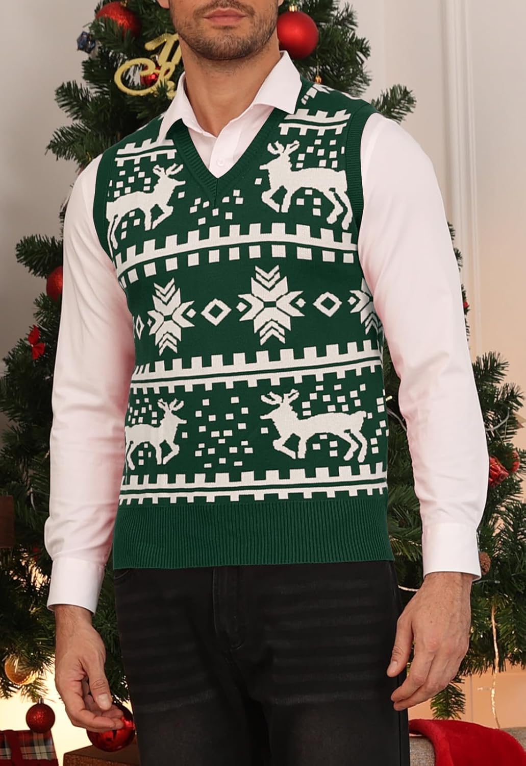 Thumbnail 4 de KUYIGO men’s sleeveless V-neck knitted sweater vest waistcoat