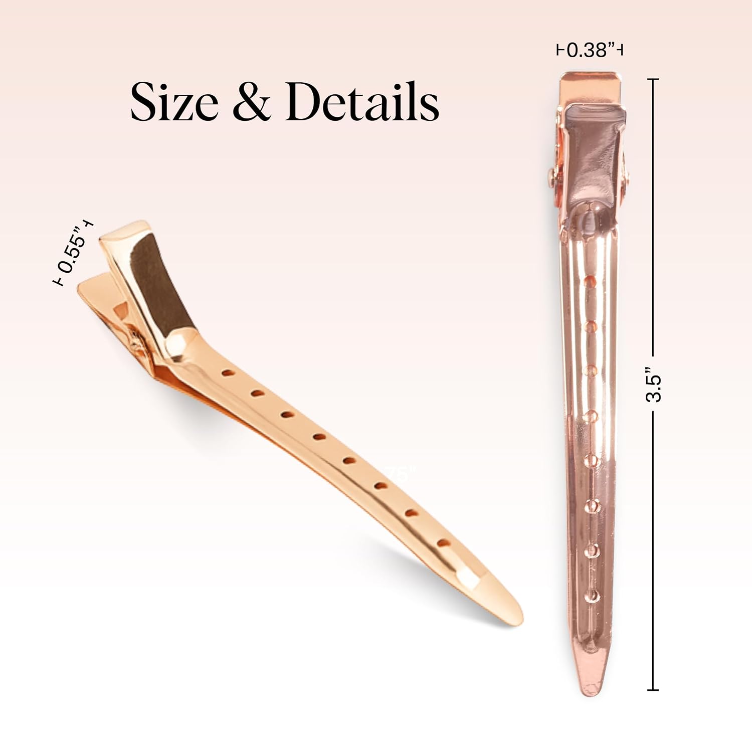 Thumbnail 4 de Kitsch Professional Alligator Clips - 3.5" Aluminum Duckbill Clips (Rose Gold, 6 Pcs)