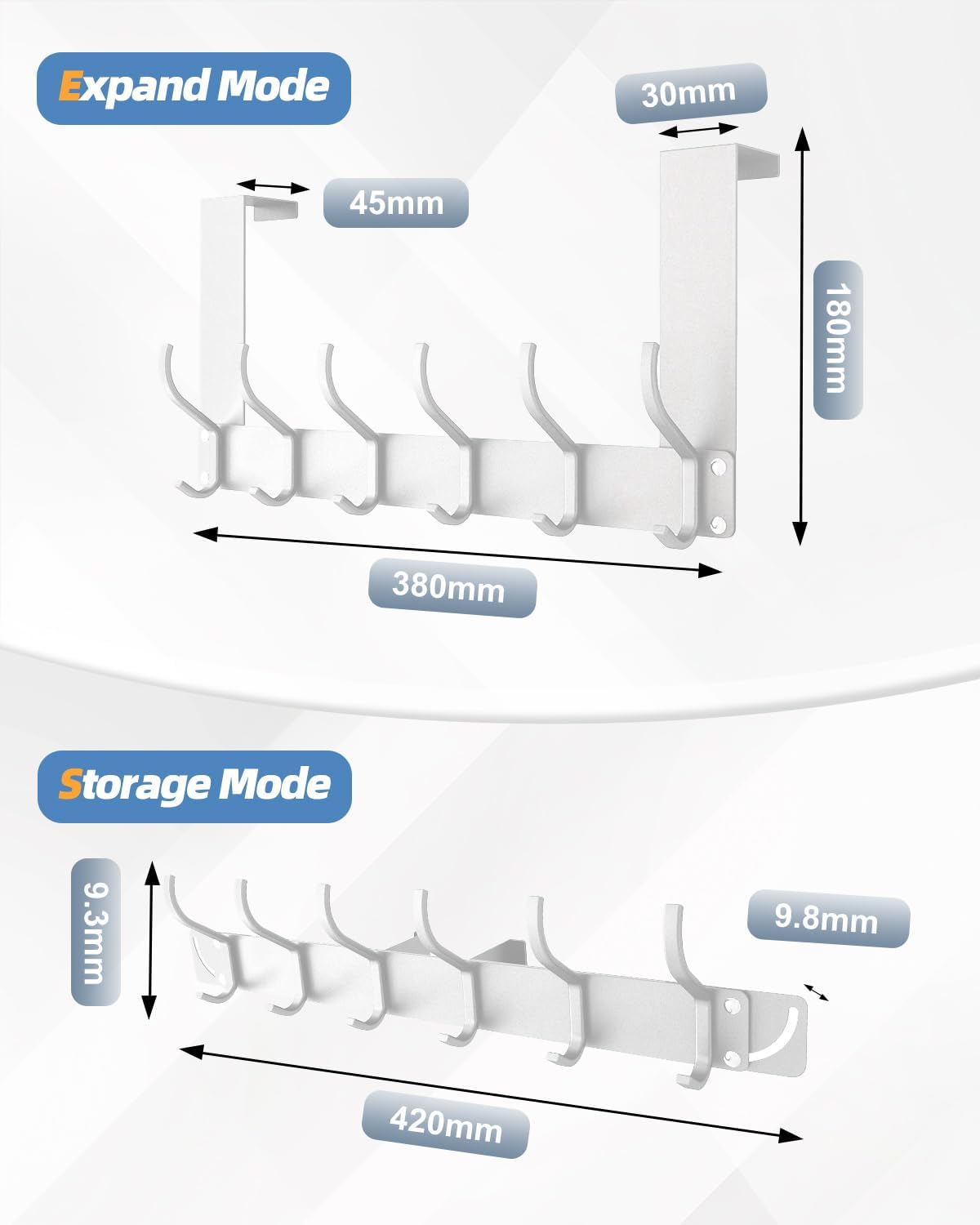Thumbnail 5 de Lorrtta Over Door Hook: Stainless Steel Door Hanger with 12 Hooks (No Drilling)