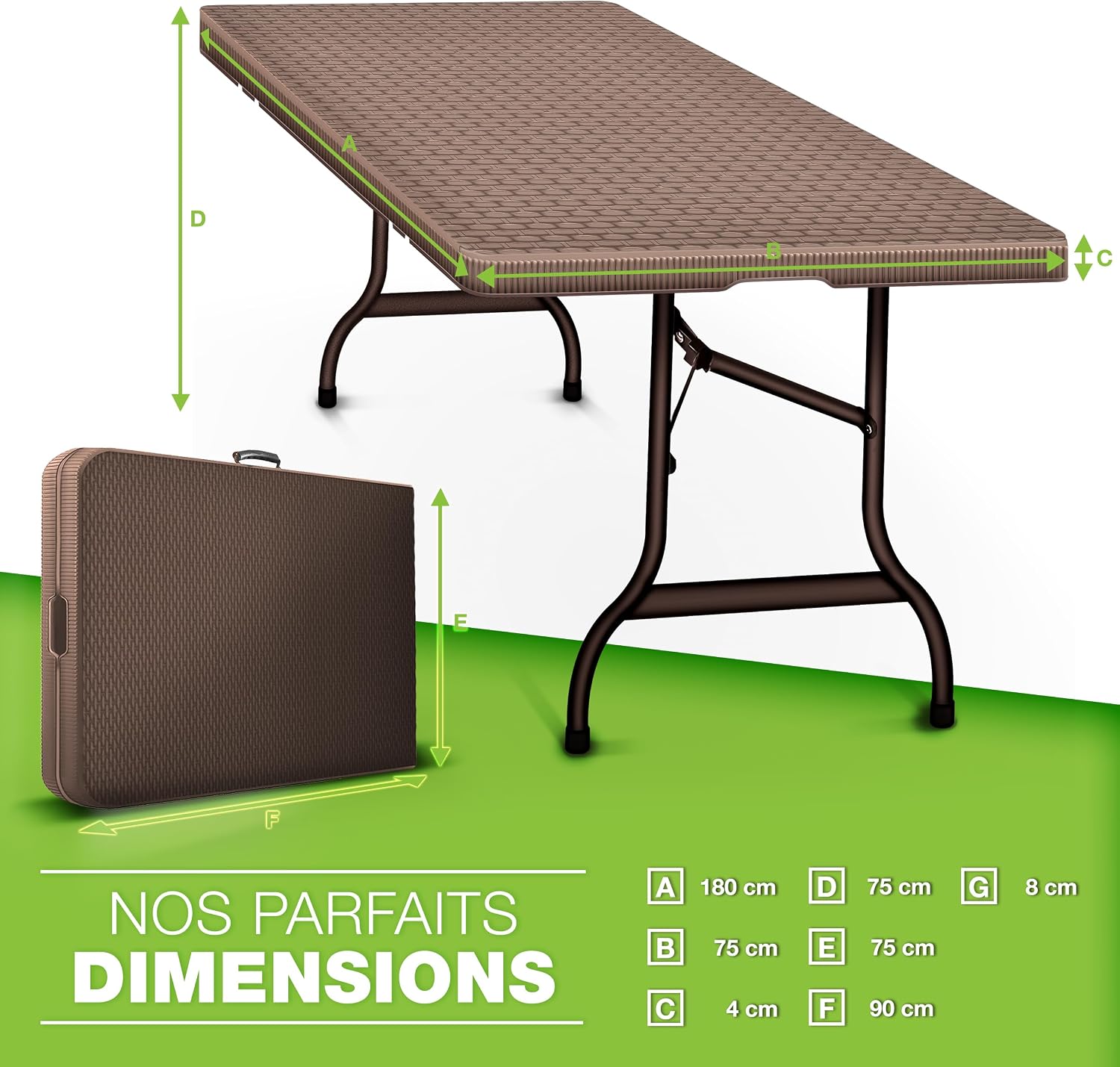 Detalle de Tillvex Table de jardin 180x75 cm pliable
