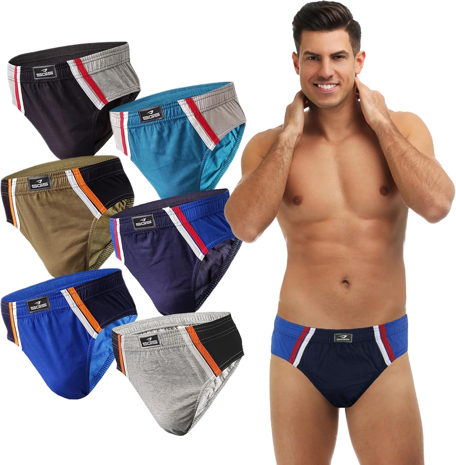 Detalle de SGS Slip Herren Unterhosen Baumwolle – 6er oder 12er Pack, atmungsaktiv und hautschonend
