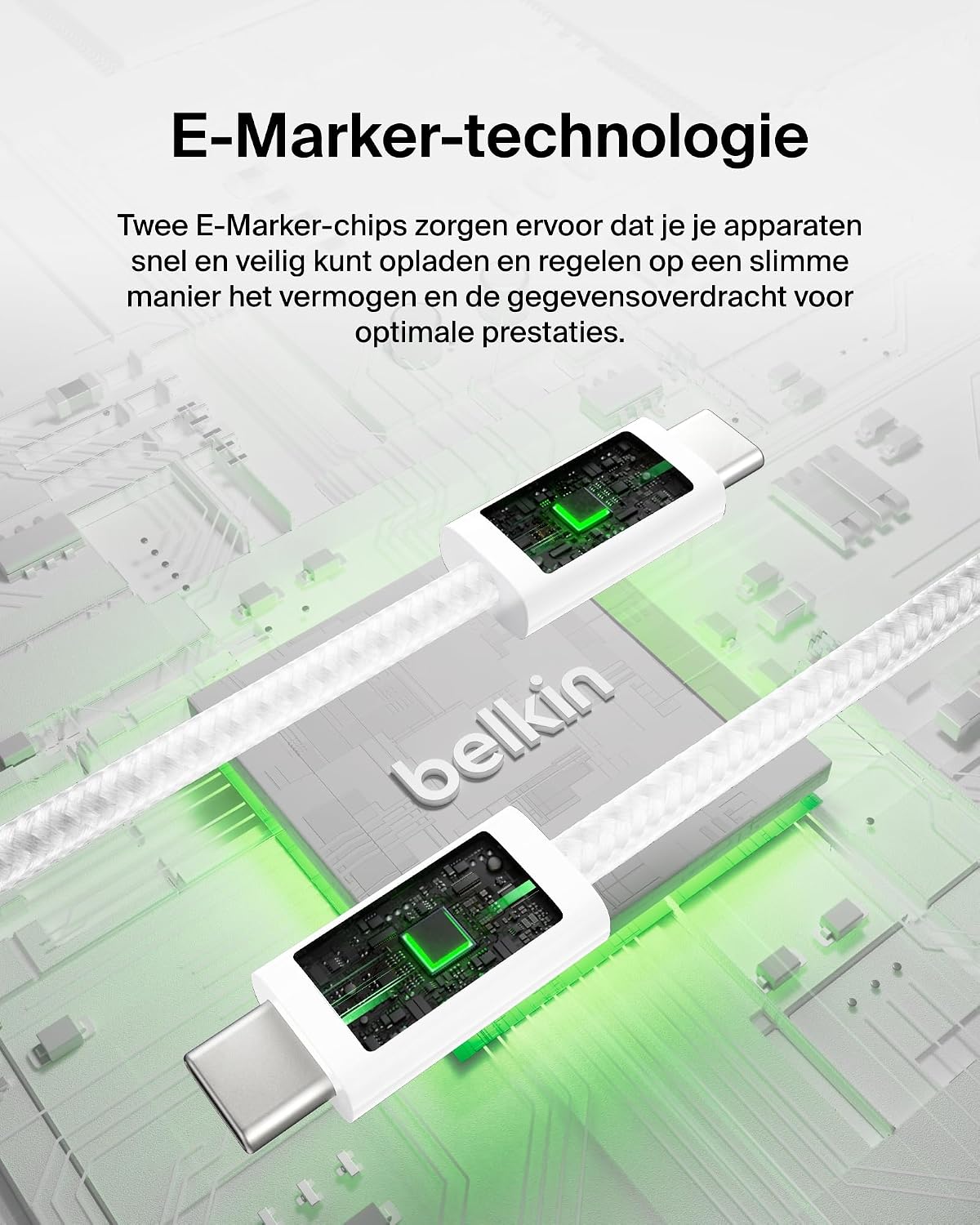 Thumbnail 4 de Belkin BBD009hq05WH2PK gevlochten USB-C-kabels, 2-pack, 1,5 m, 240 W