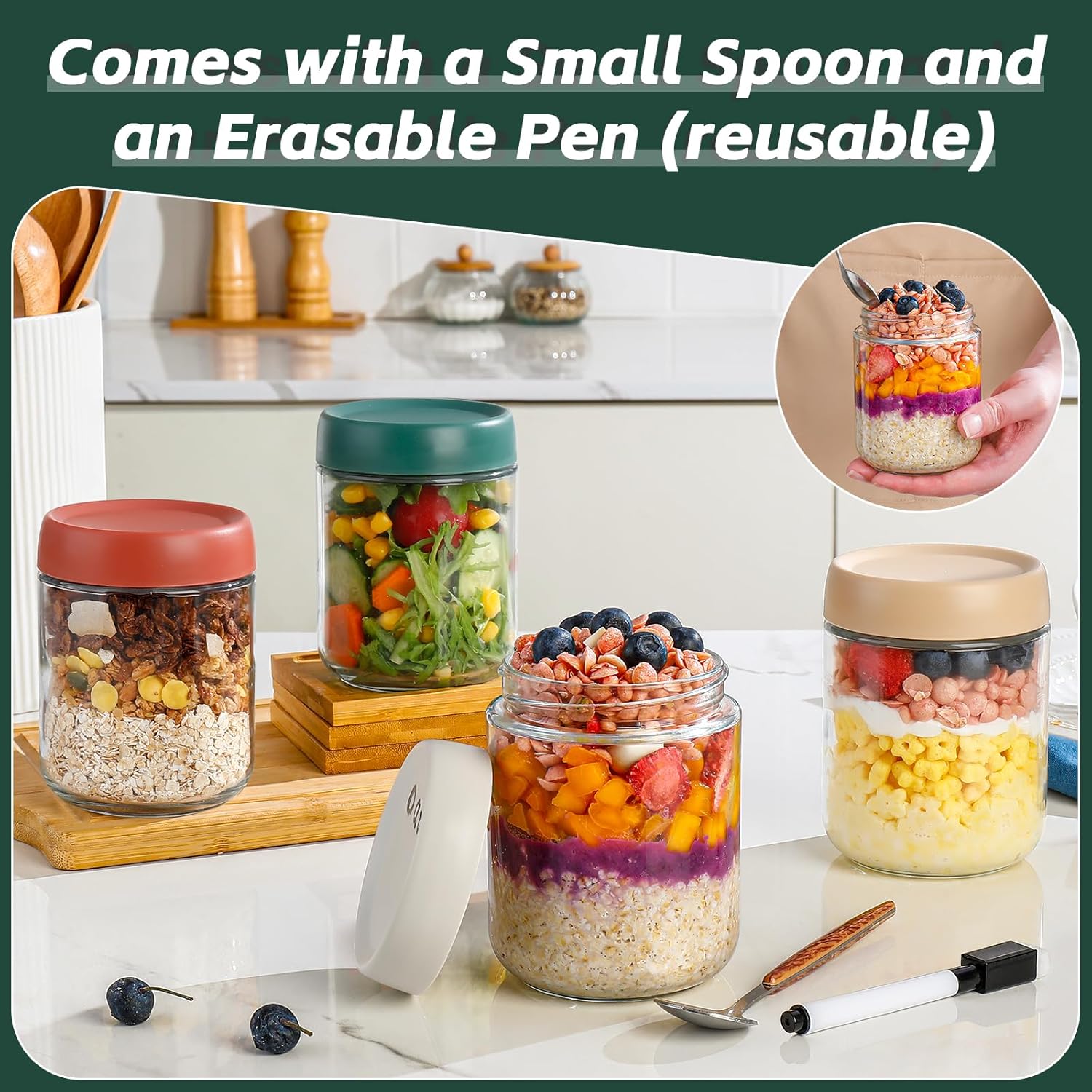Thumbnail 2 de Overnight Oats Jar 500ml glass set of 4