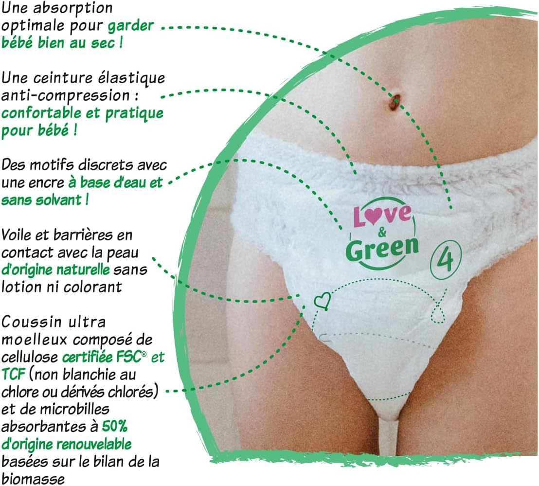 Thumbnail 1 de Love & Green Couches Culottes Saines et Écologiques Taille 6 (+16 kg) – Pack 1 mois (104 culottes)
