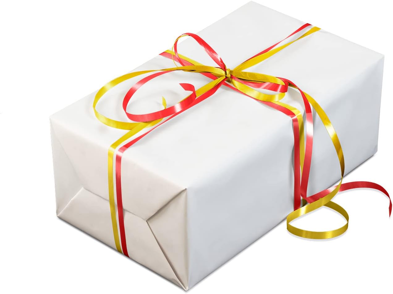 Detalle de Clairefontaine 601775AMZC – Lot de 2 bobines de ruban bolduc lisse Or et Rouge, 500 m x 0,7 cm