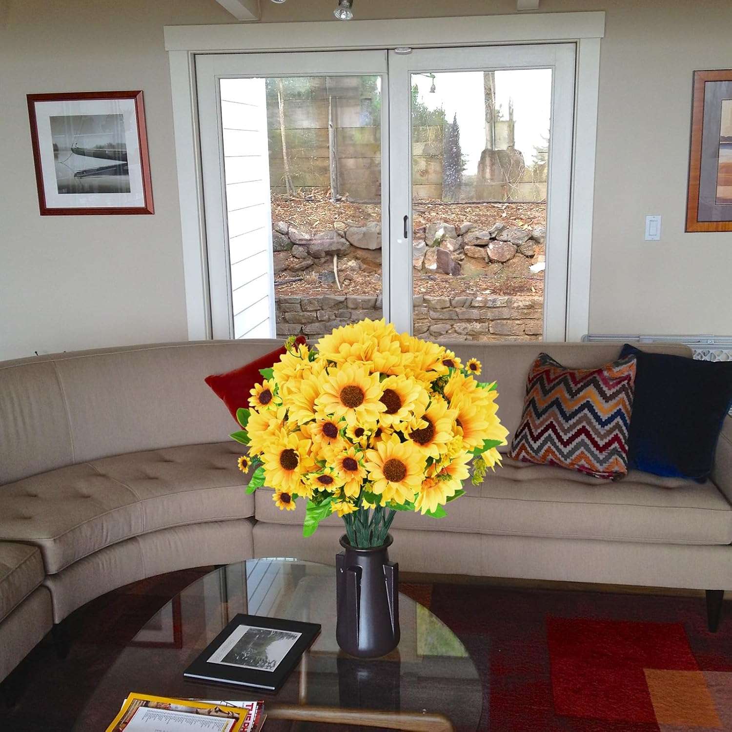 Thumbnail 3 de Luabue 6er Set Kunstblumen Sonnenblumen (32 cm) für Vase & Tischdeko