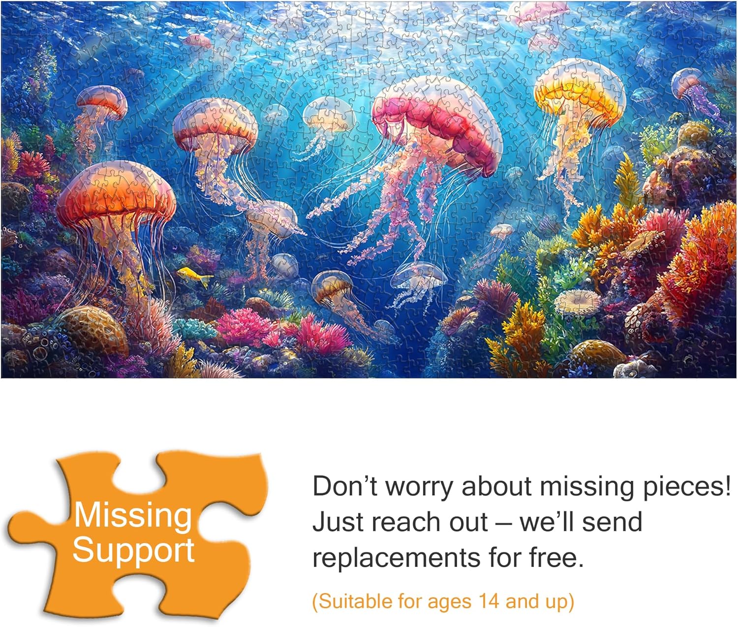 Thumbnail 5 de VAIIEYO Jellyfish 1000-Piece Puzzle for Adults — Colourful Underwater Scene (41 x 80 cm)