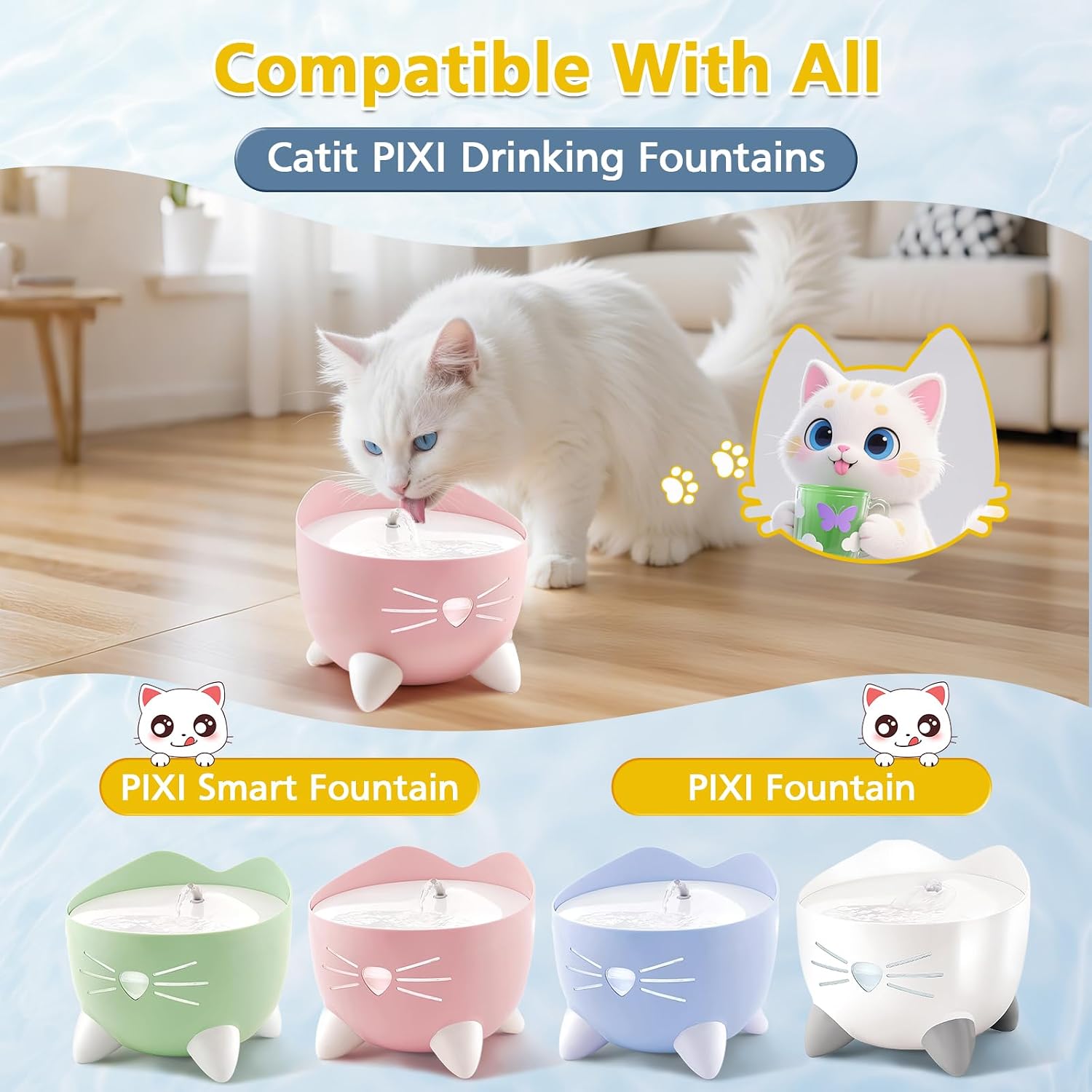 Thumbnail 1 de 25pcs catit Pixi water fountain filter replacements – activated carbon & ion exchange resin (multi-layer filtration)