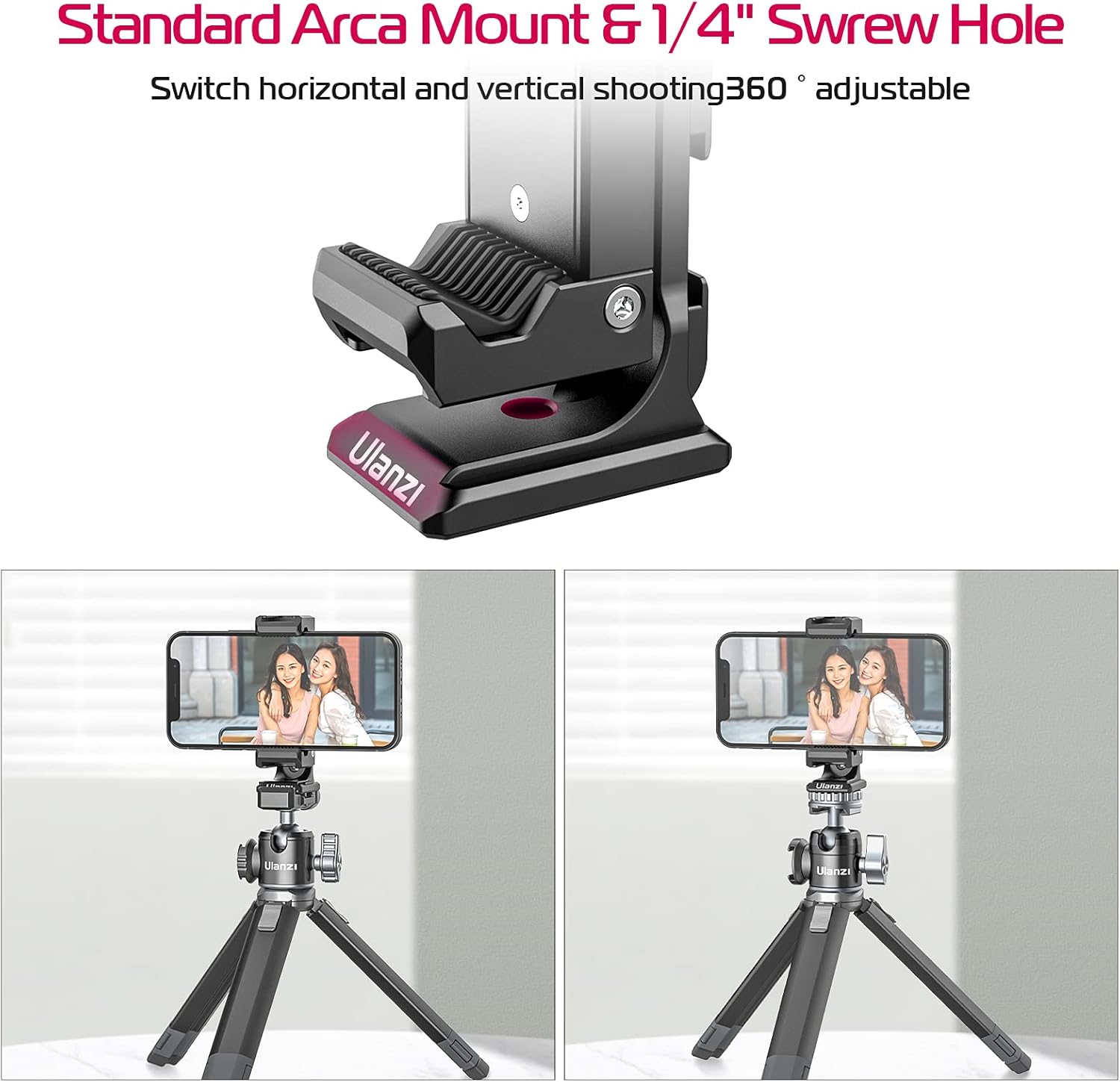 Thumbnail 1 de Metal Phone Tripod Mount 360° Smartphone Tripod Adapter for iPhone