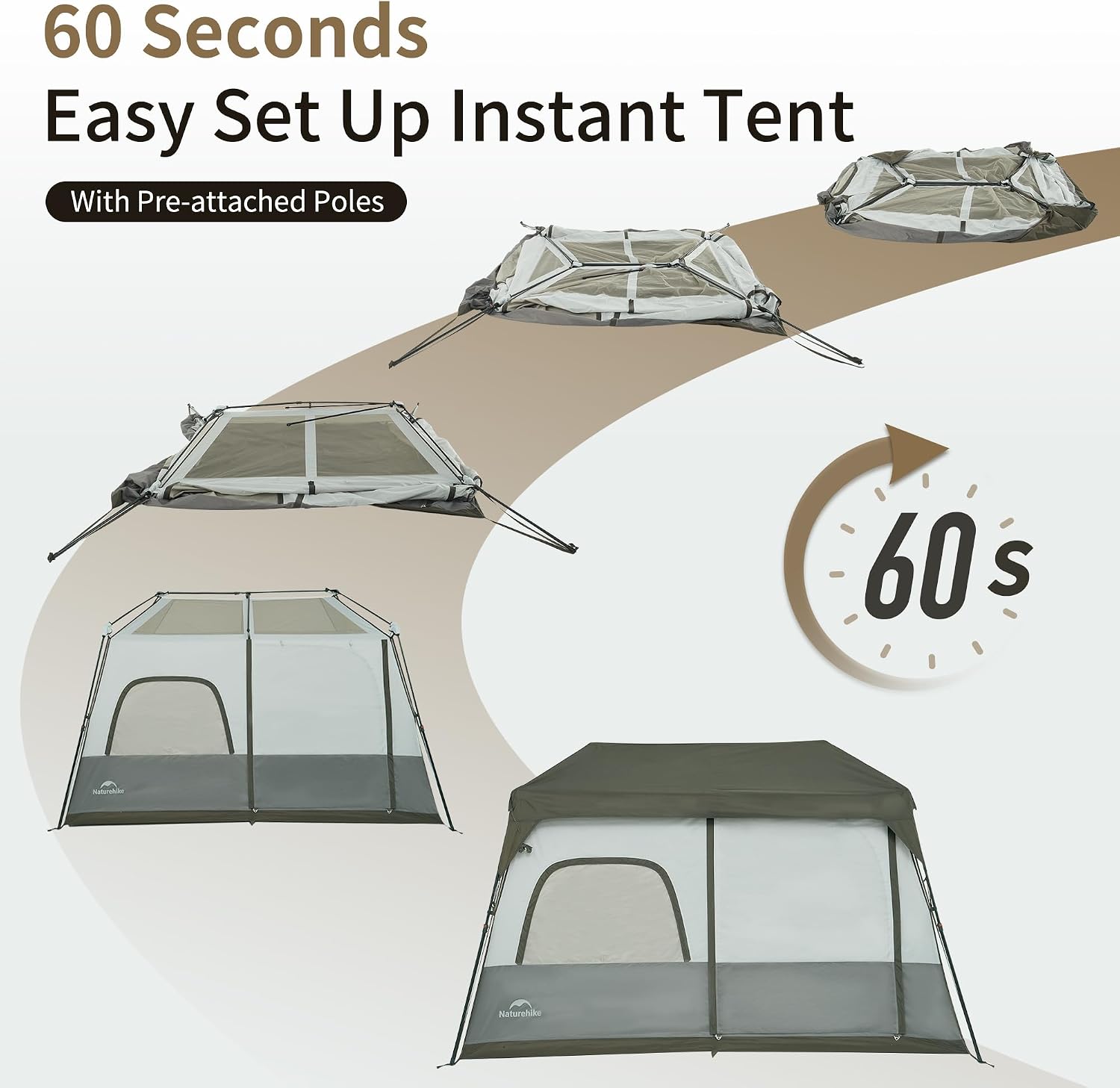 Detalle de Naturehike instant camping tent, 6-person