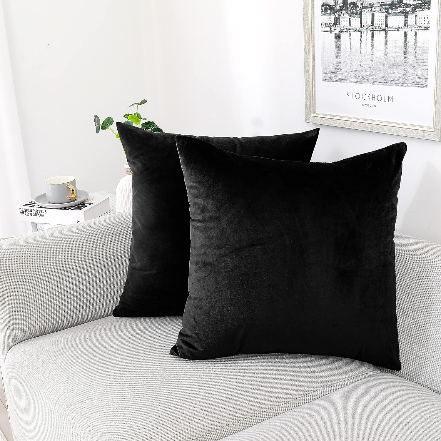 NiNi ALL Decorative Velvet Throw Pillow Cover 20x20 Black 🛋