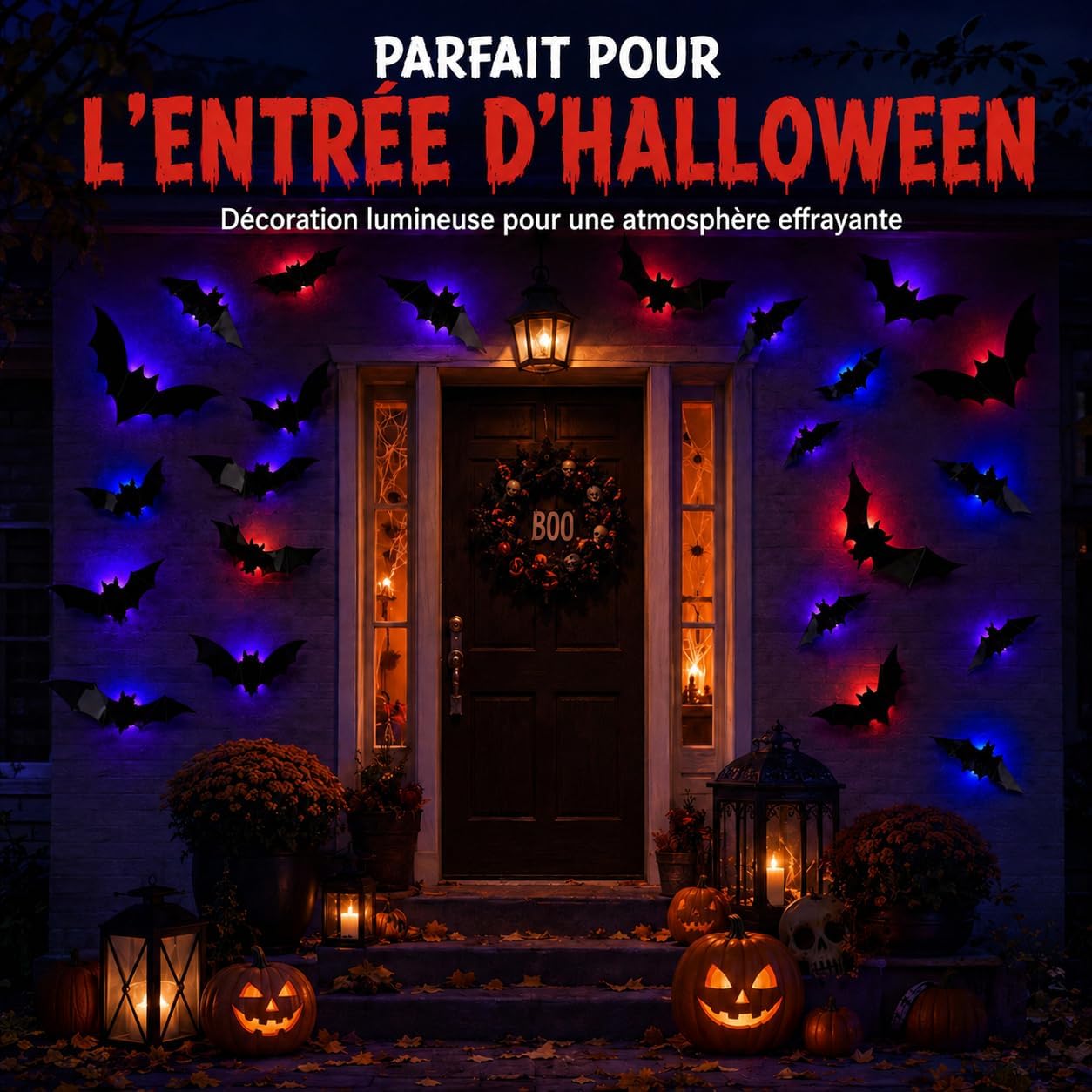 Detalle 2 de ShadowRealmTech 0025 Halloween-vleermuisstickers met 3D-vleugels en led