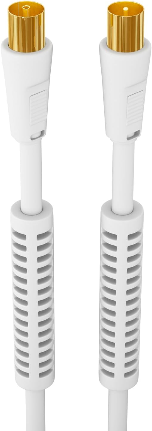Detalle de HB-DIGITAL TV Antennenkabel 10 m – Koaxialkabel für UHD/4K/8K, mit Mantelstromfilter & 2× Ferritkern