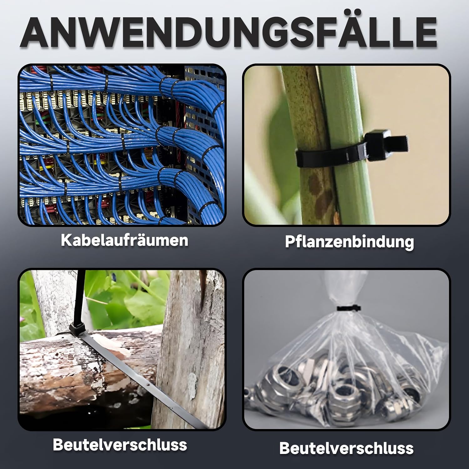 Thumbnail 6 de ZENIX Profi-Kabelbinder Set 400 Stück – 200/300/350/450 mm, UV-beständig, 28 kg Zugfestigkeit