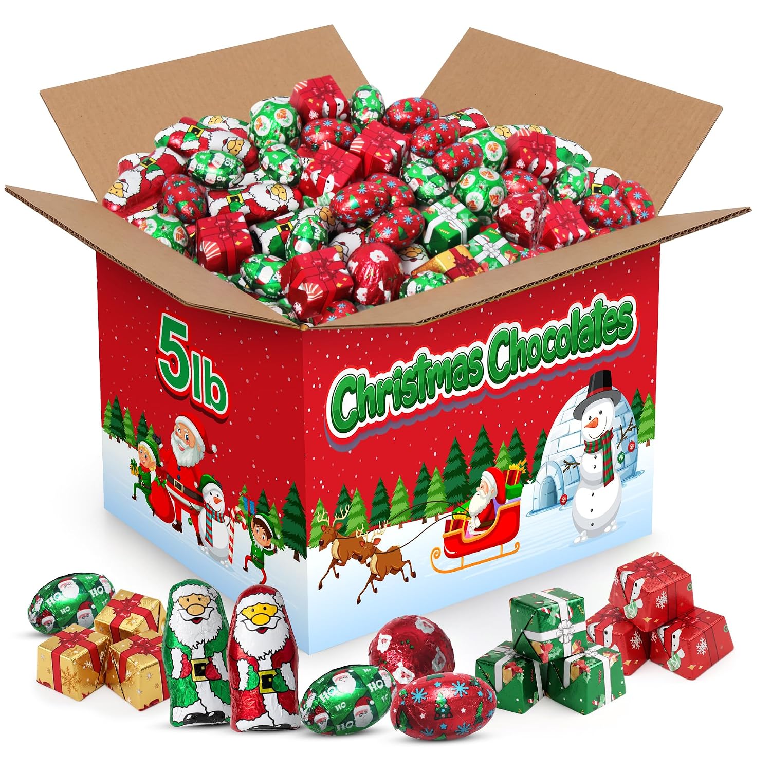 Detalle de Yumzo Christmas Chocolate Mix, 5 lb Individually Wrapped Foil Candy