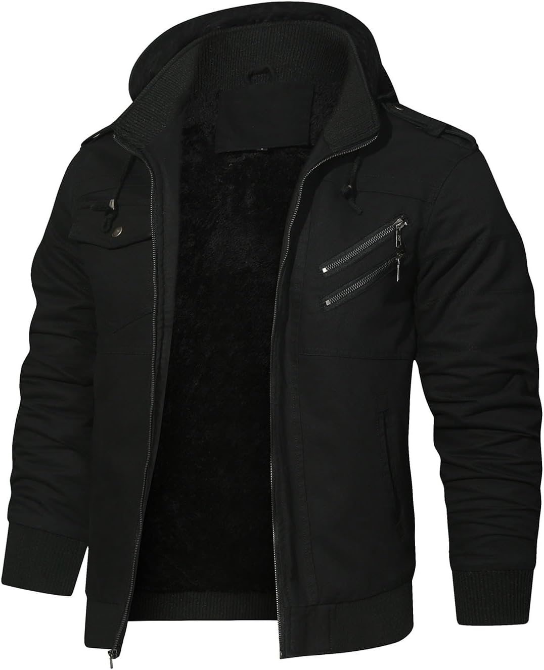 Thumbnail 6 de Hood Crew Herren-Winterjacke mit Kapuze, dickem Fleecefutter und Cargo-Taschen